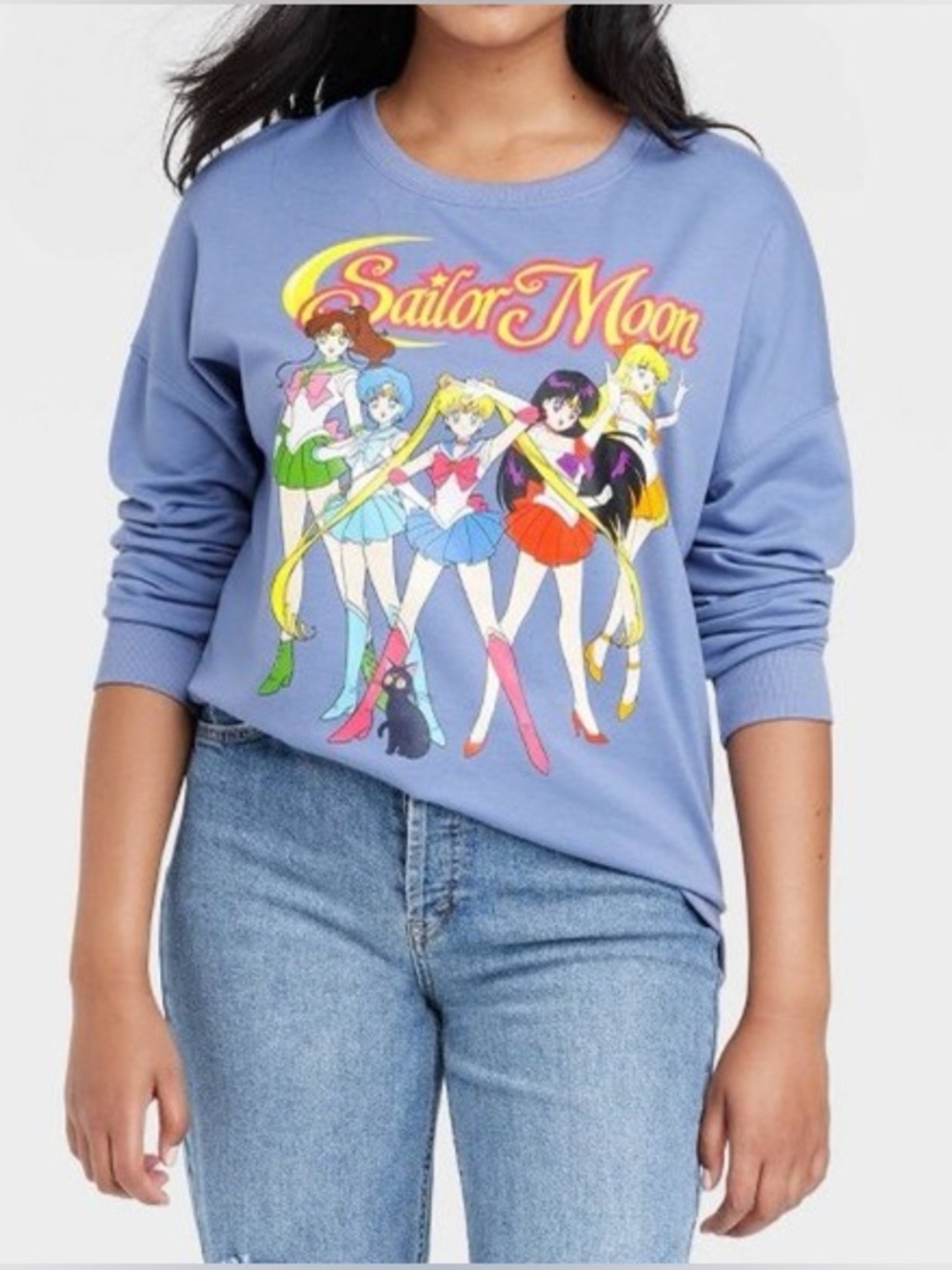 Sailor Moon Blue Graphic Sweatshirt Anime Manga Fan- Size Medium